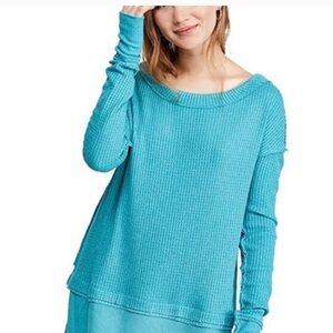 Free People "We The Free" North Shore Thermal Tunic Top - dark teal